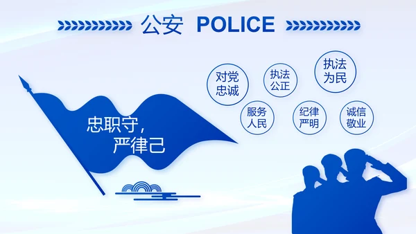 蓝色公安警察年度工作计划动态PPT
