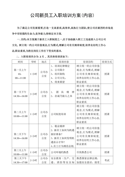 公司新员工入职培训专题方案内容.docx