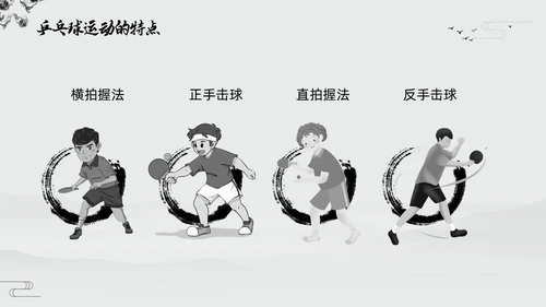 黑白中国风水墨乒乓球起源与发展小学体育PPT课件PPT模板宣传PP