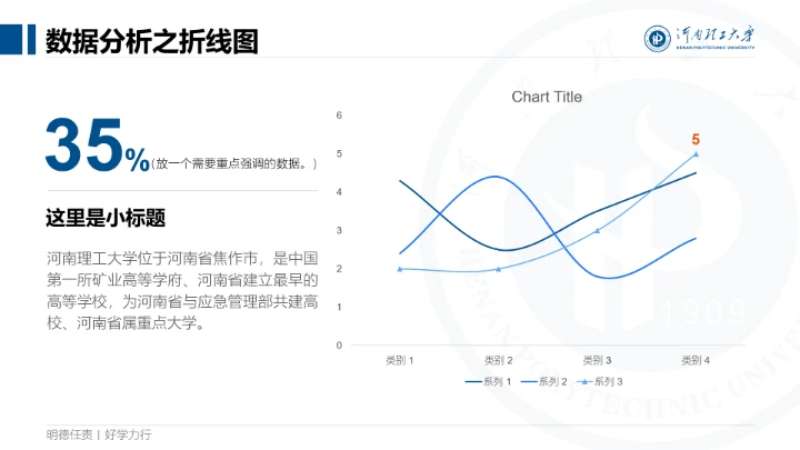 蓝色简约河南理工大学专属课题学术汇报毕业答辩通用PPT模板