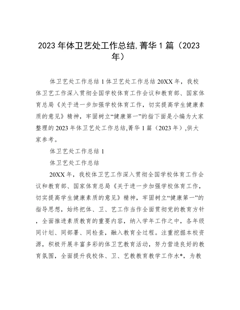 2023年体卫艺处工作总结,菁华1篇（2023年）.docx