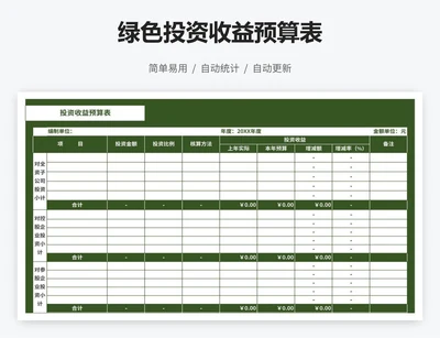 绿色投资收益预算表