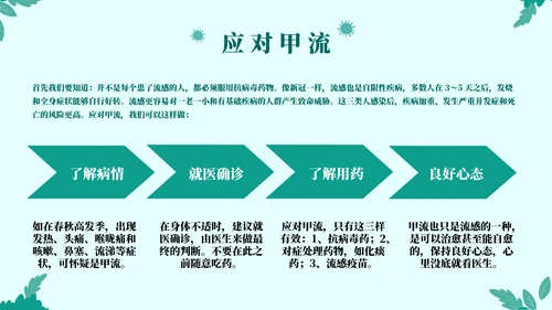 打败流感主题宣传教育通用PPT模板