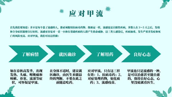 打败流感主题宣传教育通用PPT模板