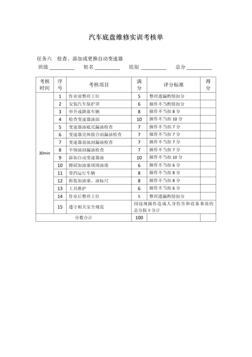 汽车底盘维修实训考核表解读.docx