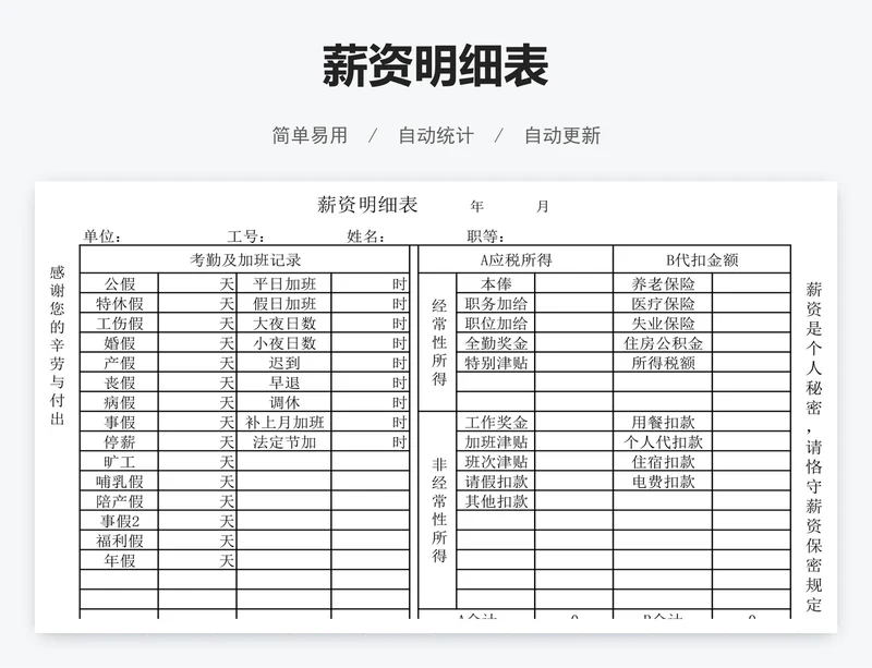薪资明细表