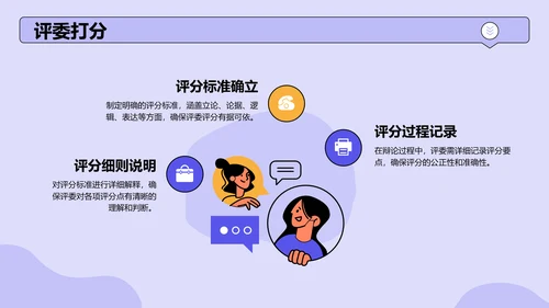 紫色手绘风班级辩论赛流程策划PPT模板