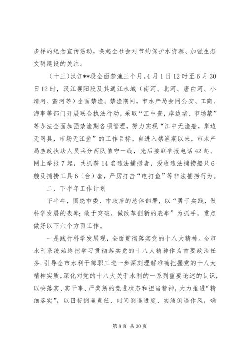 市水利局上半年工作总结和下半年工作计划_1.docx