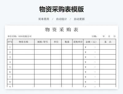 物资采购表模版