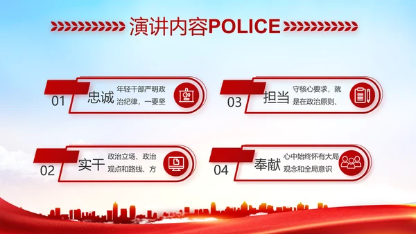 红色大气公安警察职责任务汇报动态PPT模板