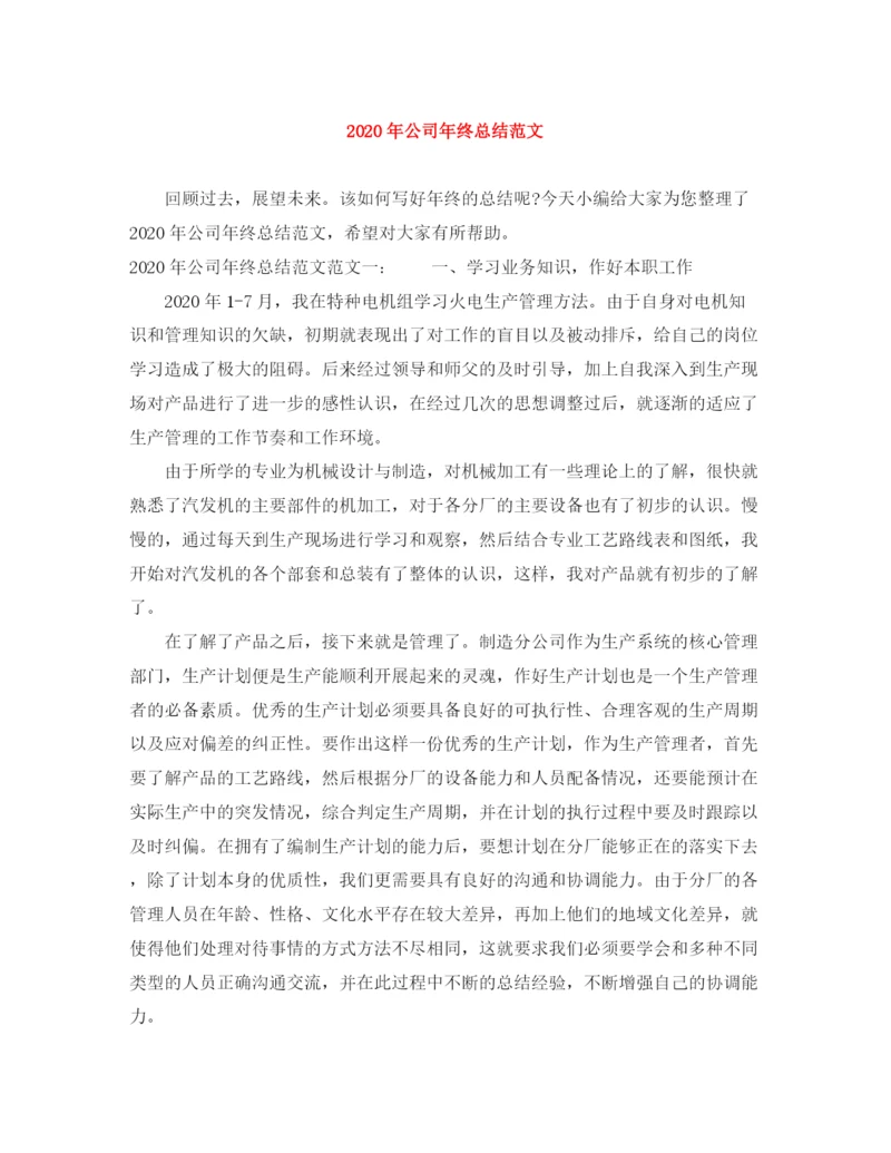 精编之年公司年终总结范文.docx