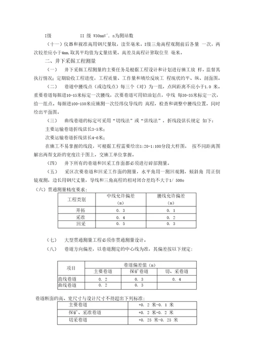 矿山测量专业技术标准