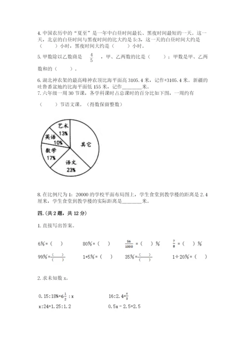 小学数学六年级下册竞赛试题附答案（研优卷）.docx