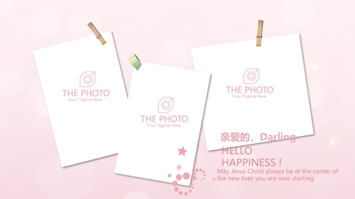 粉色唯美2岁生日快乐电子相册动态PPT模板