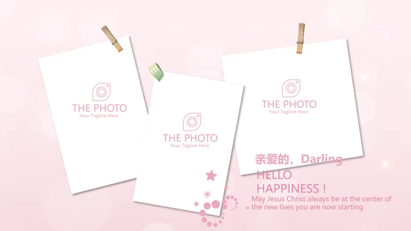 粉色唯美2岁生日快乐电子相册动态PPT模板