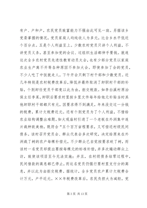 对×乡党员队伍状况的调查与思考.docx