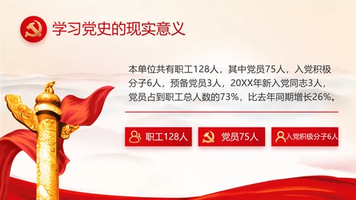 红色党建党支部工作总结汇报计划PPT党课