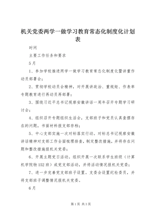 机关党委两学一做学习教育常态化制度化计划表.docx