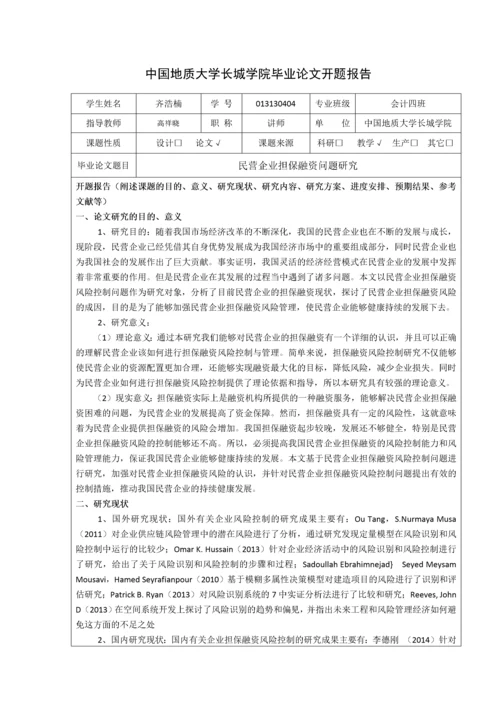 013130404-齐浩楠-民营企业担保融资问题研究.docx