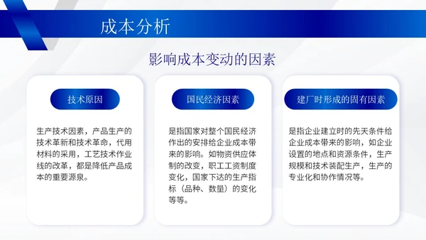 蓝色商务风成本管理培训PPT模板分析