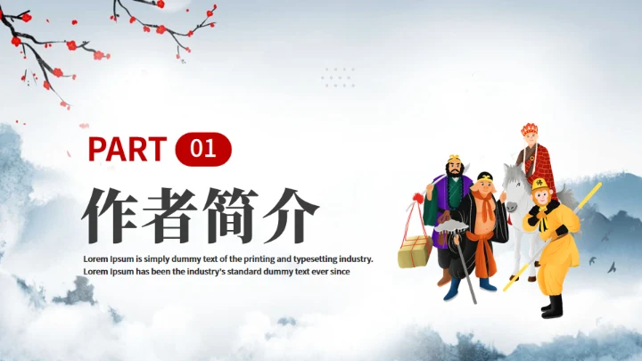 《西游记》中小学生阅读指导通用PPT模板