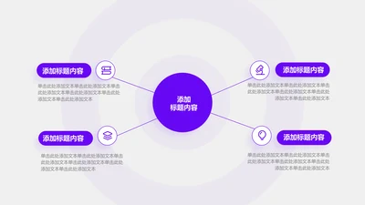 工作总结-紫色圆形商务风4项矩阵图示