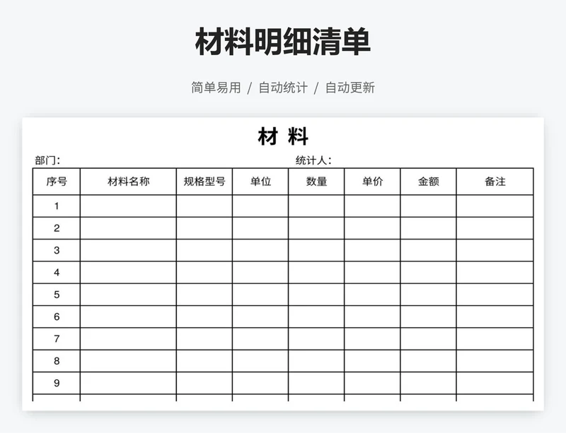 材料明细清单