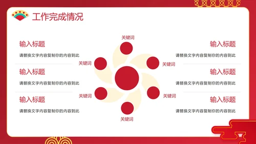 红色手绘新年年终工作汇报PPT模板