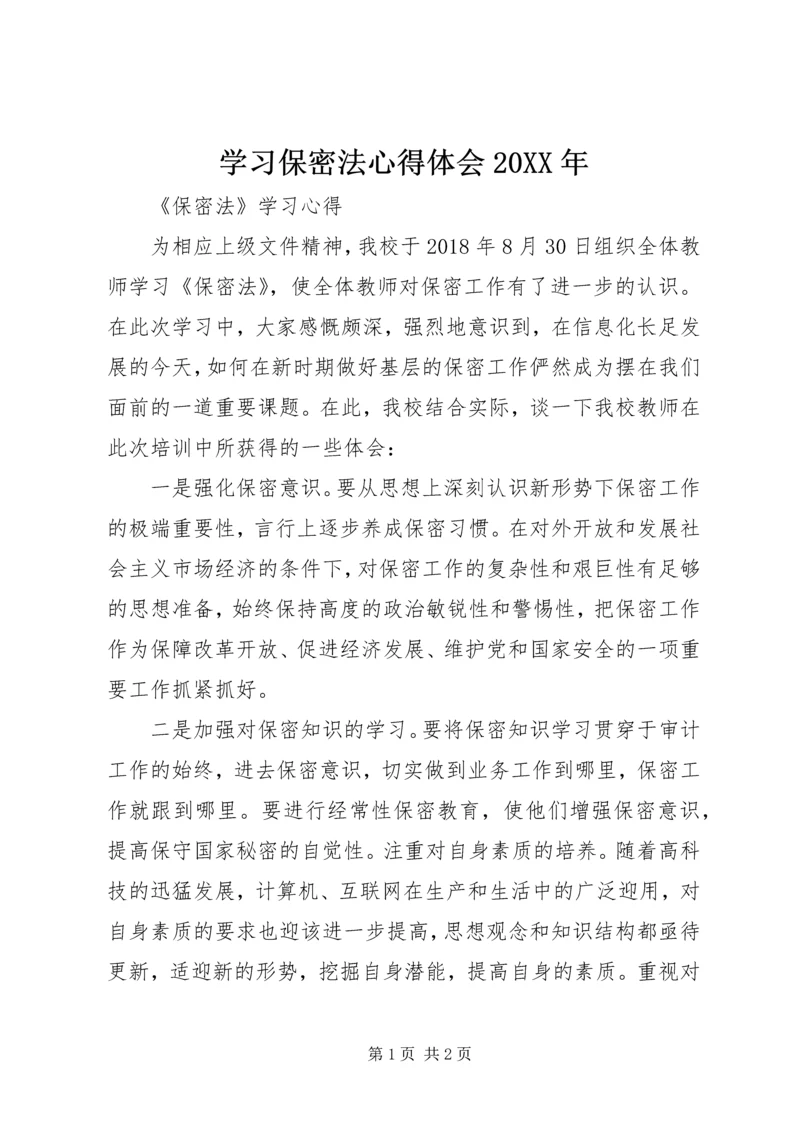 学习保密法心得体会20XX年 (5).docx