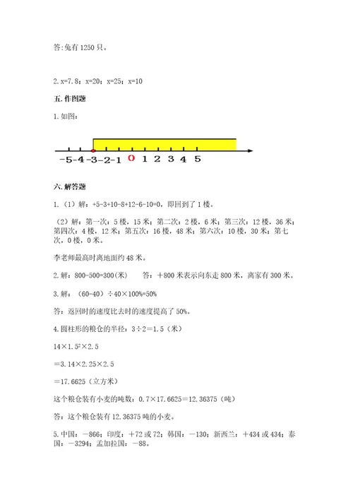 深圳小学六年级数学试卷及完整答案（有一套）