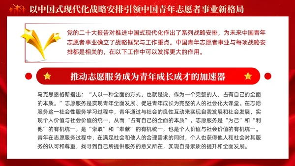 红色简约中国式现代化开启中国青年志愿者事业新篇章党课PPT党建