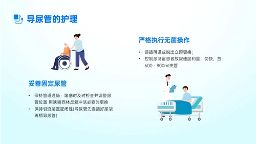 蓝色简约形状导尿相关知识培训PPT课件护理医疗