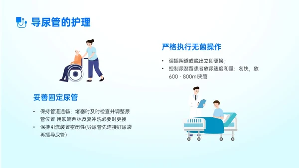 蓝色简约形状导尿相关知识培训PPT课件护理医疗