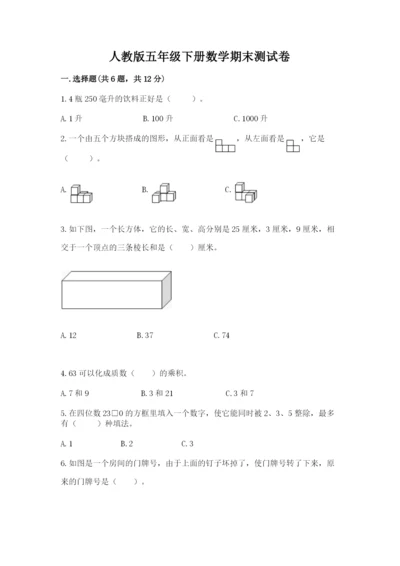 人教版五年级下册数学期末测试卷含完整答案（夺冠）.docx