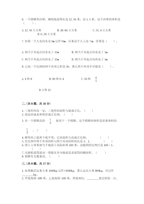 北师大版数学小升初模拟试卷及参考答案【完整版】.docx