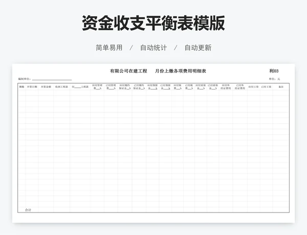 资金收支平衡表模版