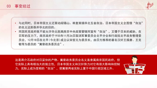 党史战争故事学习华北事变专题党课PPT