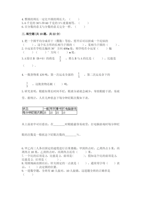 2022六年级上册数学期末测试卷精品（易错题）.docx