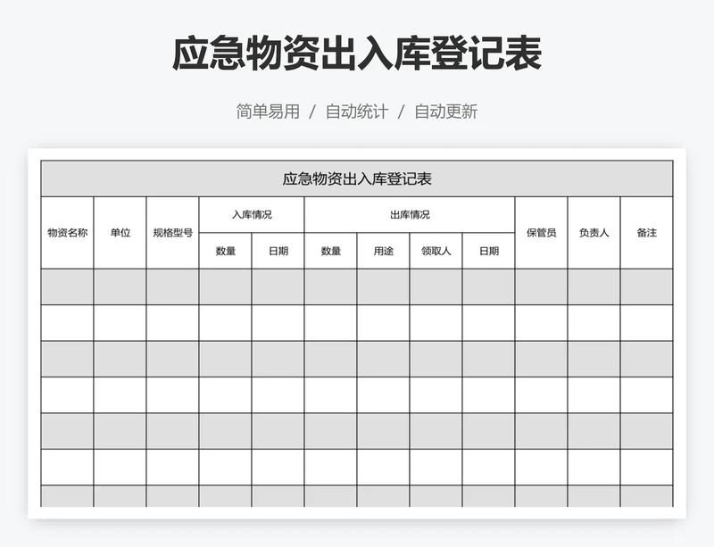 应急物资出入库登记表