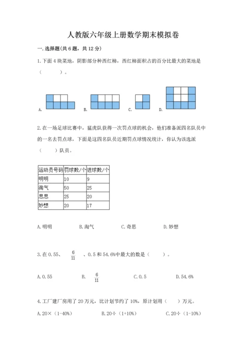 人教版六年级上册数学期末模拟卷含答案【完整版】.docx