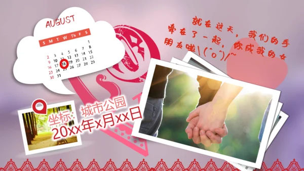 遇见爱情恋爱相册通用PPT模板