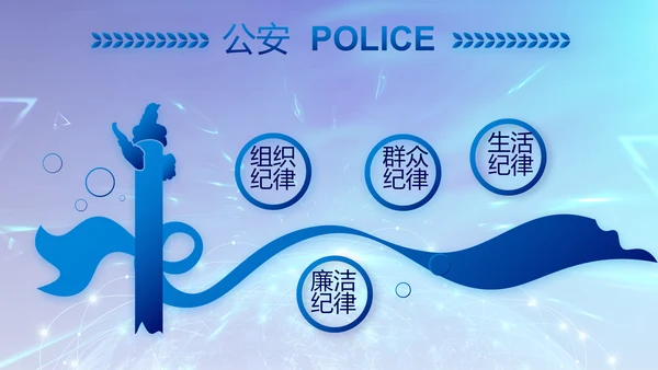 蓝色公安警察年终工作总结汇报PPT