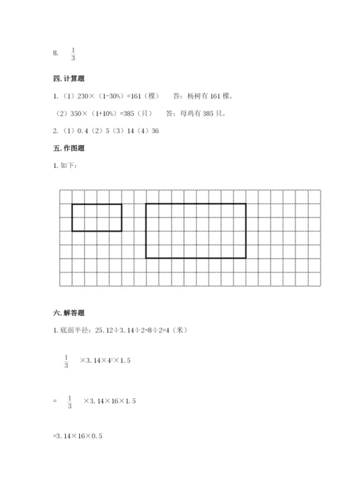 普洱哈尼族彝族自治县六年级下册数学期末测试卷精品含答案.docx