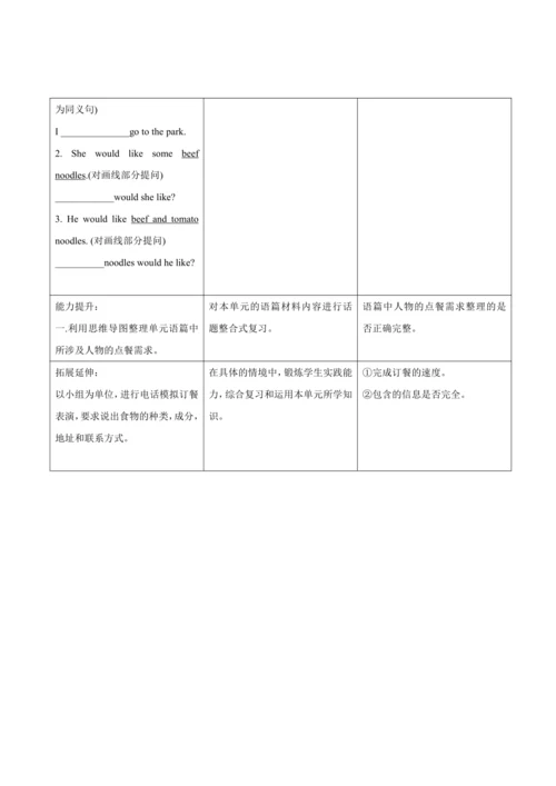 【新课标】Unit 10 I‘d like some noodles. 大单元整体教学设计（表格式）
