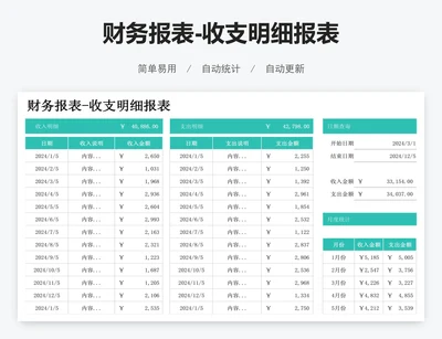 财务报表-收支明细报表