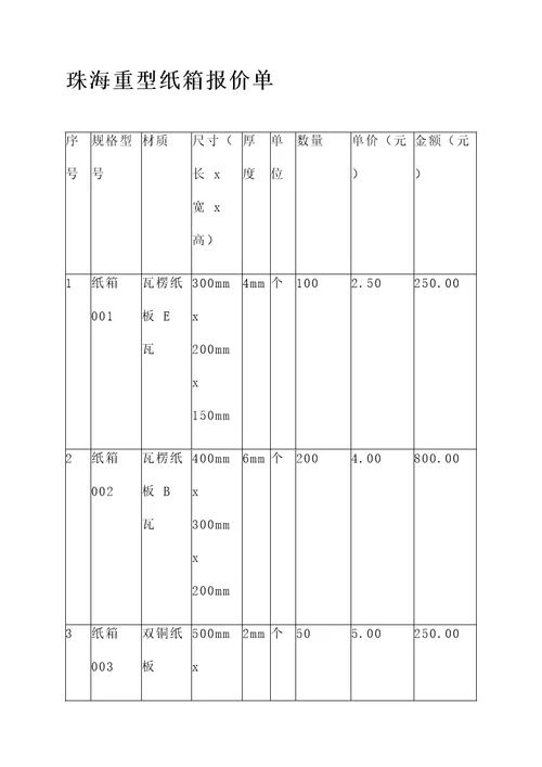 珠海重型纸箱报价单