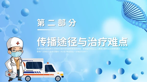 卡通风支原体肺炎护理PPT模板