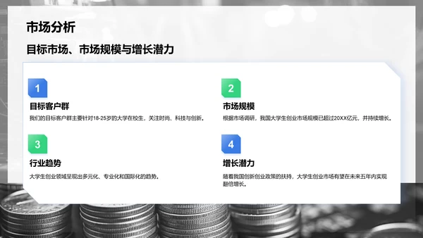 蓝色商务风大学生创业团队路演展示PPT模板
