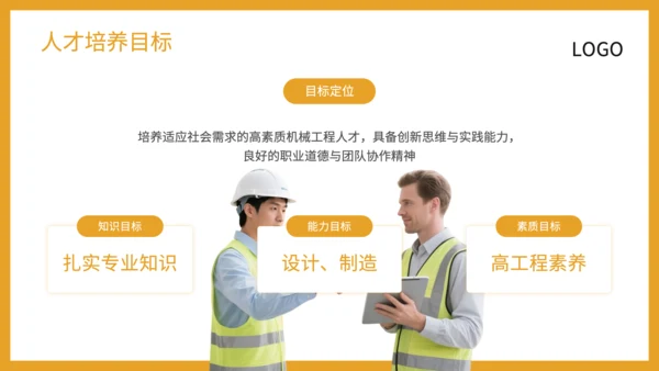 橙黄色商务风机械工程学院模式介绍PPT