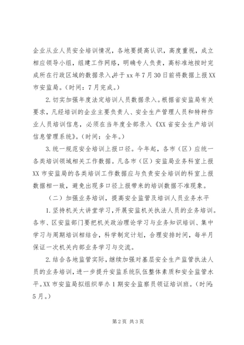 市安监局安全生产培训工作计划.docx